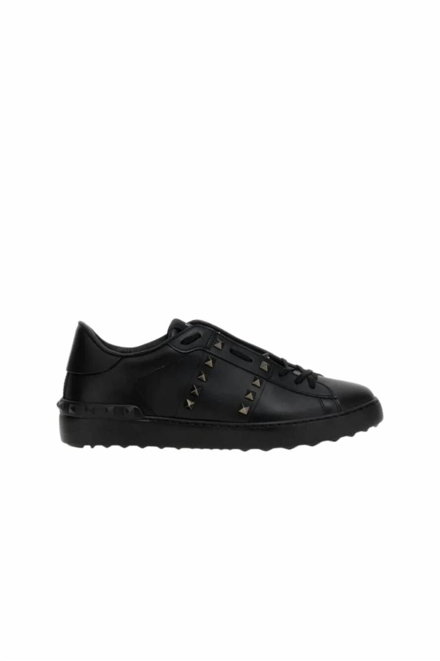 NEW VALENTINO GARAVANI women's rock stud untitled leather sneakers in black